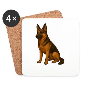 Elegant German Shepherd Print - Coasters (set of 4) - white - Front