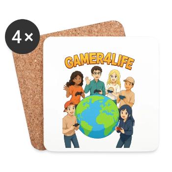 Gamer4Life Global Friendship - Coasters (set of 4) - white - Front