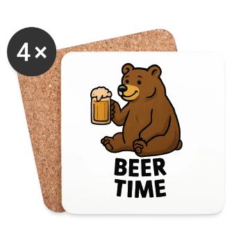 Bear with beer glass illustration - Coasters (set of 4) - white - Front