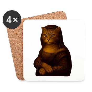 Modern cat art in vintage style - Coasters (set of 4) - white - Front