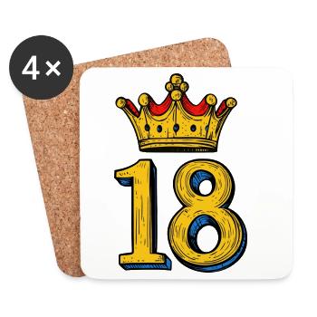 18 Zahl Krone - Untersetzer (4er-Set) - Weiß - Vorne