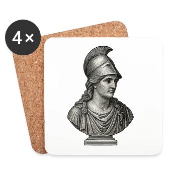Antique Athena Bust | Classical Greek Art - Coasters (set of 4) - white - Front