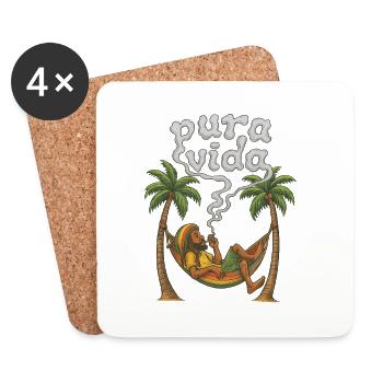 Pura Vida entspannte Rast in Hängematte - Untersetzer (4er-Set) - Weiß - Vorne