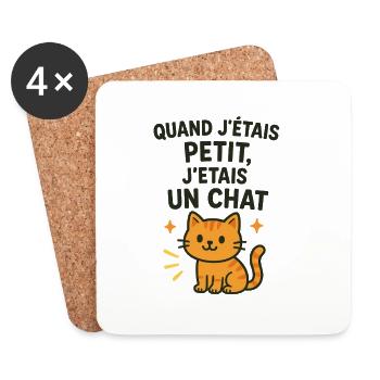 Chat mignon chaton quand j'étais petit - Dessous de verre (lot de 4) - blanc - Devant