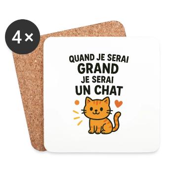 Chat mignon quand je serai grand - Dessous de verre (lot de 4) - blanc - Devant