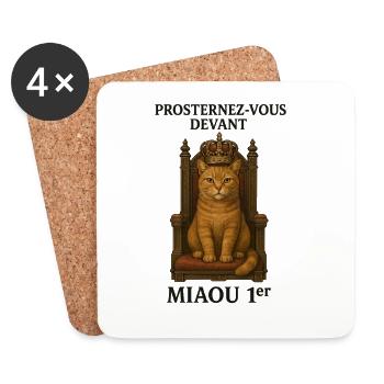 Chat Royal sur son Trône - Dessous de verre (lot de 4) - blanc - Devant