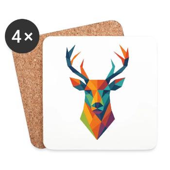 Hirsch | Deer Head Print / Print / Design - Coasters (set of 4) - white - Front