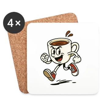 Tasse à café vibrante en cours de course - Dessous de verre (lot de 4) - blanc - Devant