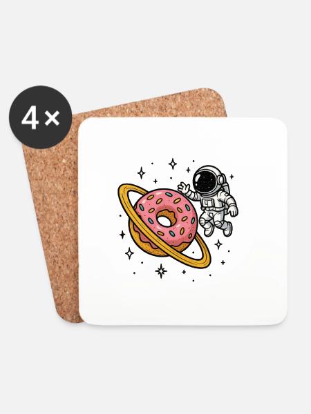 Weltraum-Astronaut mit Donut-Planet - Untersetzer (4er-Set) - Weiß