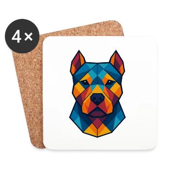 Dog | Dog Head Print / Print / Design - Coasters (set of 4) - white - Front