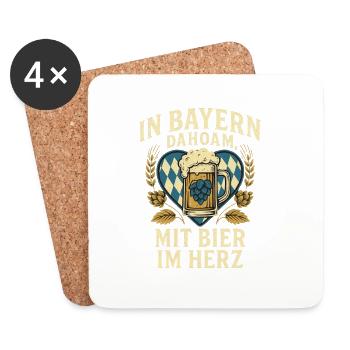 Chez soi en Bavière – la bière au cœur - Dessous de verre (lot de 4) - blanc - Devant