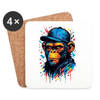 The Monkey Dance | Street Art Monkey - Coasters (set of 4) - white - Front