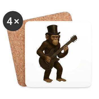 Charismatischer Affe mit E-Gitarre und Zylinder - Untersetzer (4er-Set) - Weiß - Vorne