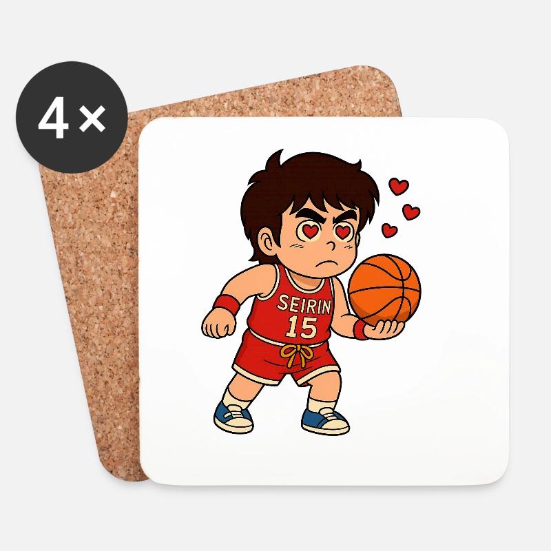 Giocatore_di_basket_con_cuore - Untersetzer (4er-Set) - Weiß