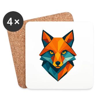 Fox | Fox Head Print / Print / Design - Coasters (set of 4) - white - Front
