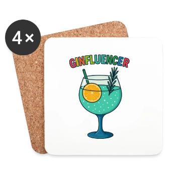 GinInfluencer Cocktail Illustration Gin - Untersetzer (4er-Set) - Weiß - Vorne