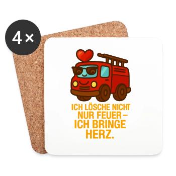 Ich_Losche_nicht_nur_Feuer_ich_bringe_Herz - Coasters (set of 4) - white - Front