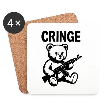 Cring Bär mit Gewehr - Untersetzer (4er-Set) - Weiß - Vorne