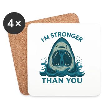 Stronger Than You – Shark Artwork - Coasters (set of 4) - white - Front