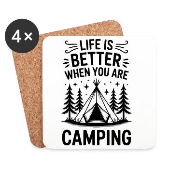 Camping Outdore Saying Camper - Coasters (set of 4) - white - Front