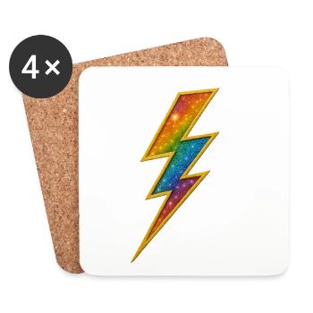 Rainbow Lightning with Gold Frame - Coasters (set of 4) - white - Front