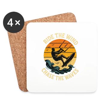 Kitesurfing Lifestyle Waves and Wind Design - Coasters (set of 4) - white - Front