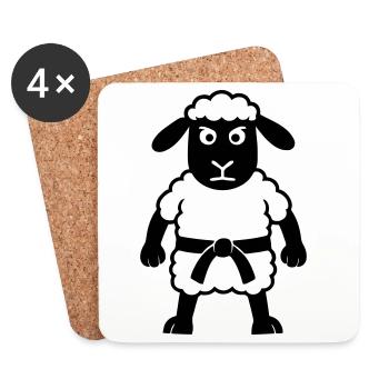 Karate Schaf - Untersetzer (4er-Set) - Weiß - Vorne