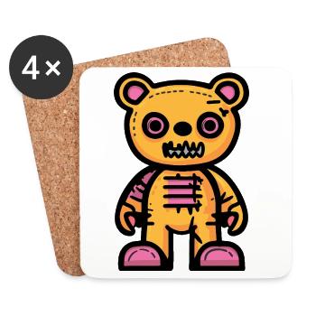 Bear Halloween Comic Teddy Bear - Coasters (set of 4) - white - Front