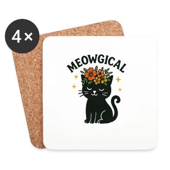 Magisch Süßes Katzen Design - Meowgical - Untersetzer (4er-Set) - Weiß - Vorne