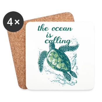 l’appel de l’océan - Tortue de mer - Dessous de verre (lot de 4) - blanc - Devant