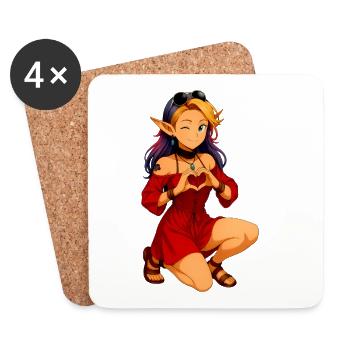 Zayra – Heart Gest of the Magical Elf Woman in Red - Coasters (set of 4) - white - Front