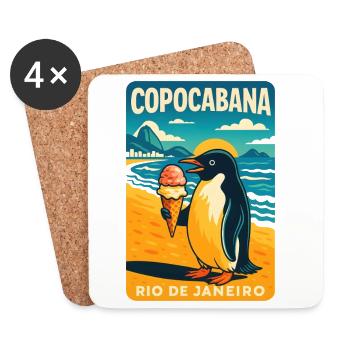 Copocabana Penguin Rio Poster - Coasters (set of 4) - white - Front