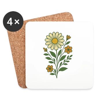Bouquet de fleurs - Dessous de verre (lot de 4) - blanc - Devant