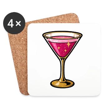 Glitter Pink Cocktail Glass Illustration - Coasters (set of 4) - white - Front