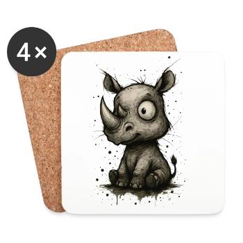 Funny rhino – comic book splash - Coasters (set of 4) - white - Front