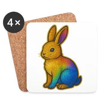Colorful Glitter Bunny - Coasters (set of 4) - white - Front