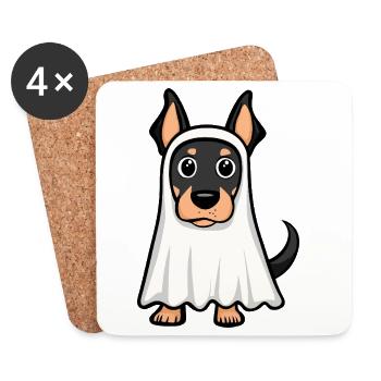 Doberman Dog Halloween Ghost - Coasters (set of 4) - white - Front