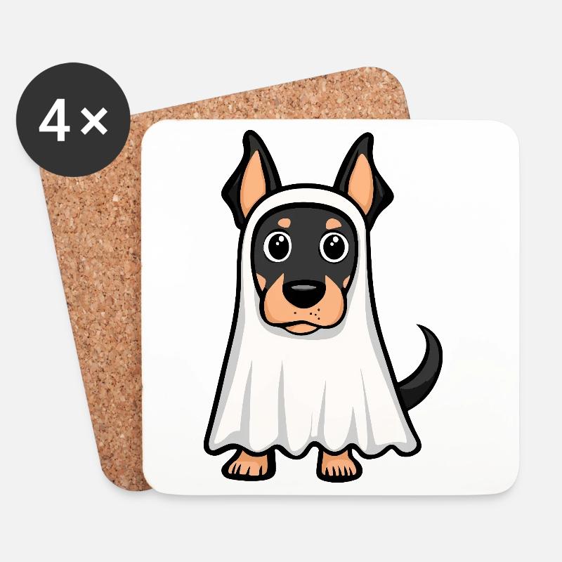 Dobermann Hund Halloween Geist - Untersetzer (4er-Set) - Weiß