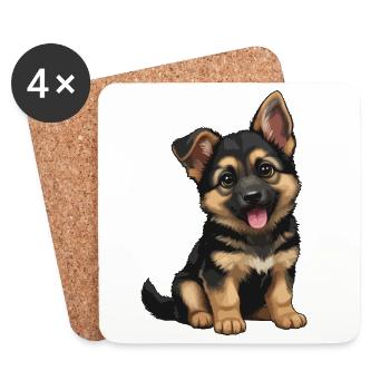 Duitse_Herder_puppy_lief - Untersetzer (4er-Set) - Weiß - Vorne