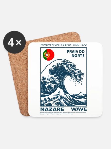 Nazaré Praia do Norte Welle - Untersetzer (4er-Set) - Weiß