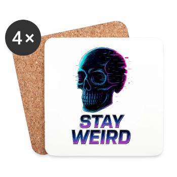 Restez bizarre Neon Skull - Dessous de verre (lot de 4) - blanc - Devant