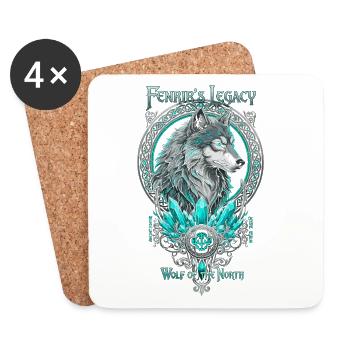 Fenrir Vermächtnis Wolf Nord Kristall Cyan - Untersetzer (4er-Set) - Weiß - Vorne