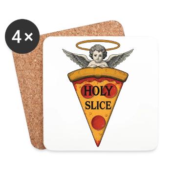 Holy Slice – Cherub Pizza Art - Untersetzer (4er-Set) - Weiß - Vorne