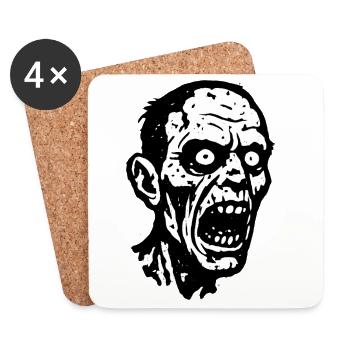 Schreiender Zombie Kopfprint Halloween - Untersetzer (4er-Set) - Weiß - Vorne