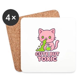 Chat Kawaii Toxique - Dessous de verre (lot de 4) - blanc - Devant