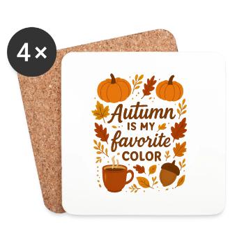 Herbstliebe Meine Lieblingsfarbe Herbst - Untersetzer (4er-Set) - Weiß - Vorne