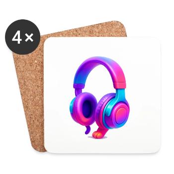Neon Gradient Kopfhörer - Untersetzer (4er-Set) - Weiß - Vorne