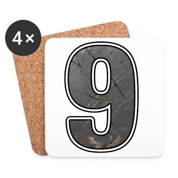 Rusty nine in metal look - Coasters (set of 4) - white - Front