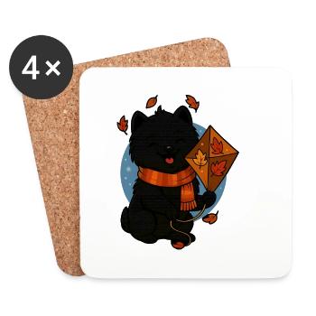 Little Autumn Dog with Dragon - Coasters (set of 4) - white - Front