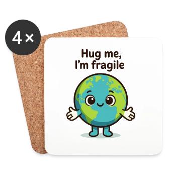 Fragile Earth Hug Me - Untersetzer (4er-Set) - Weiß - Vorne
